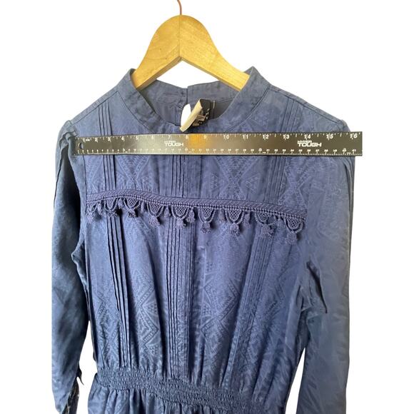 Sea New York Women's Boho Dress Size 8 Silk Blend Crochet Pom Pom Detail - Picture 13 of 16